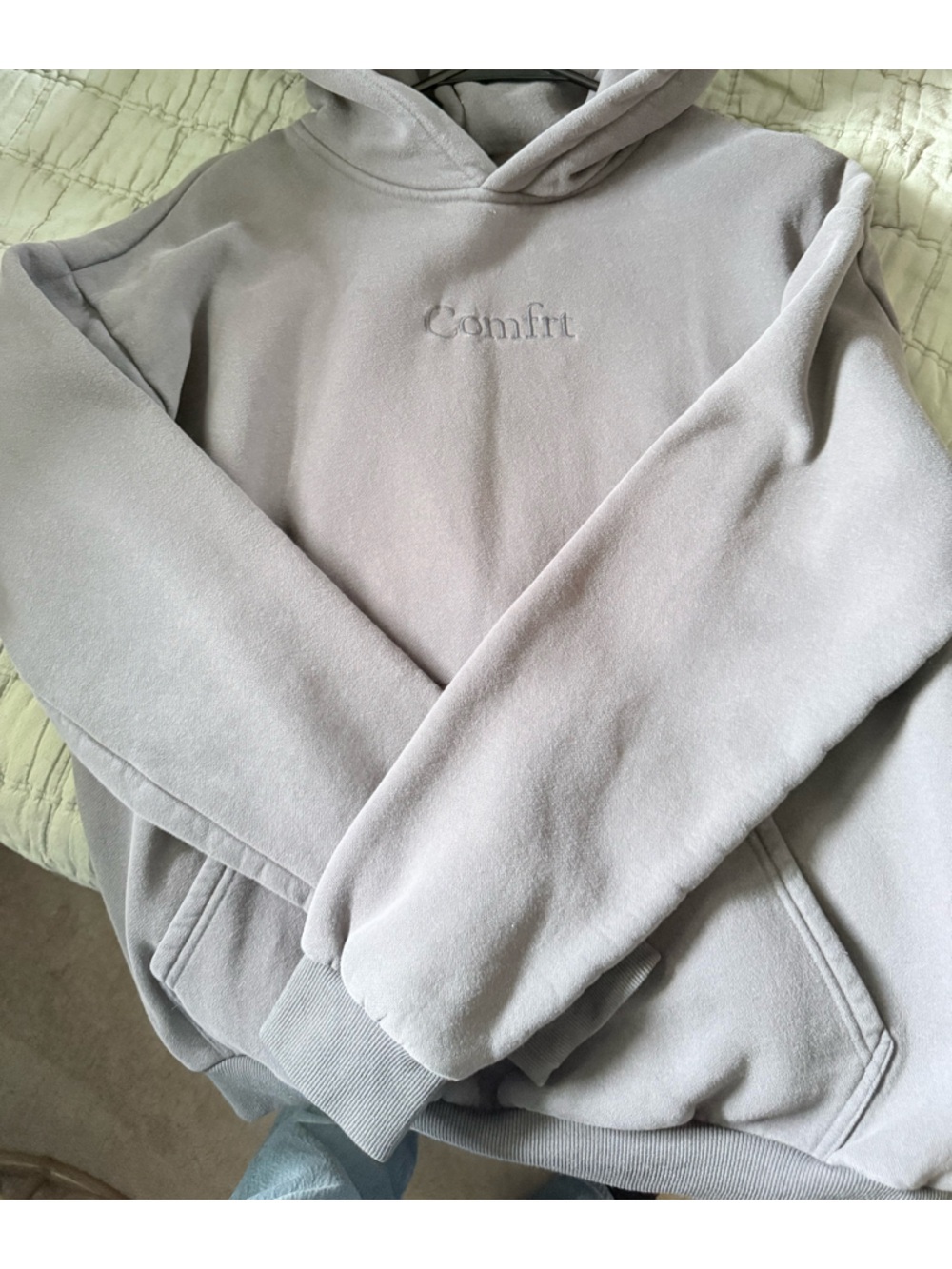 Comfort Embroidered Hooded Sweatshirt - Light Gray
